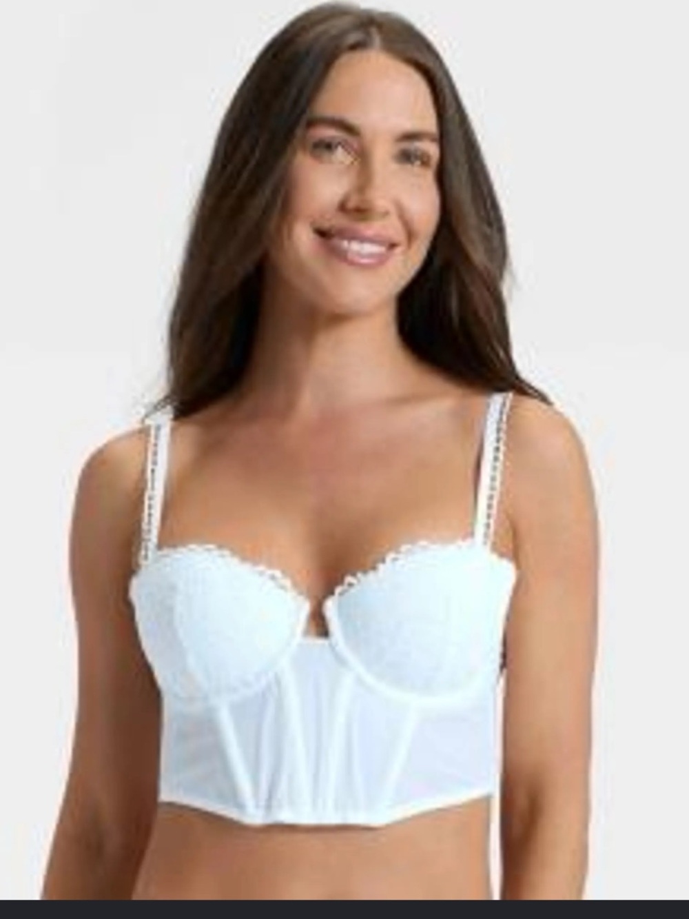 Auden white Lace Longline Bustier Bra nwt